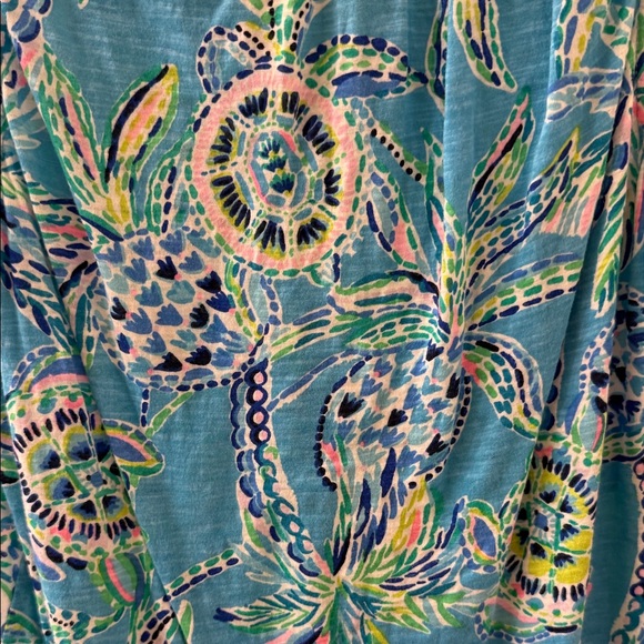 Lilly Pulitzer Vibrant Blue Tropical Print Blouse - Picture 4 of 4